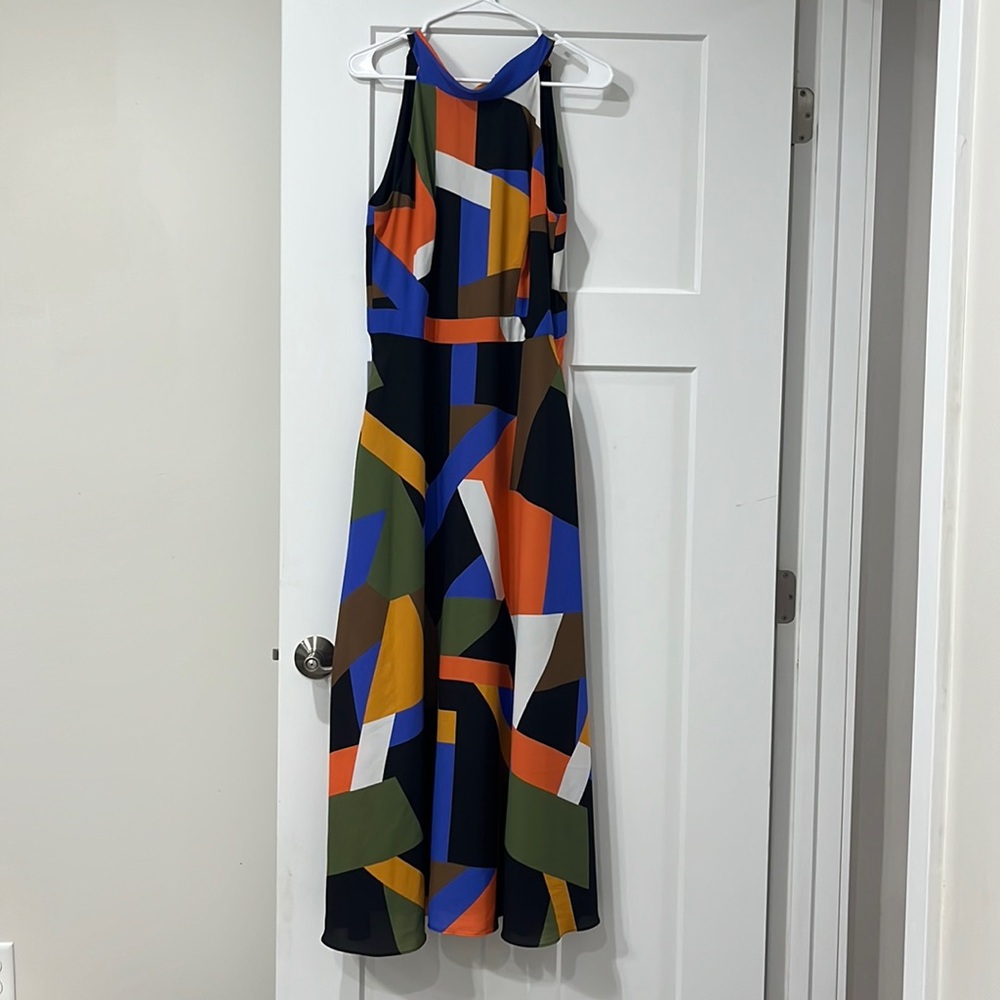 Tahari ASL Sleeveless Mock Neck Halter Dress